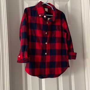 NWT Gap boys red plaid button down flannel shirt!